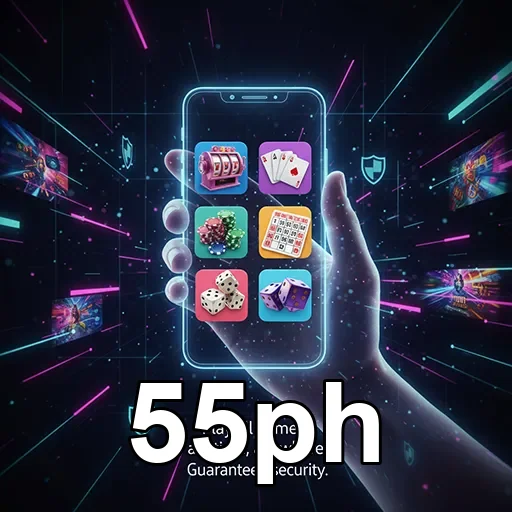 Mobile player enjoying casino games on 55ph app